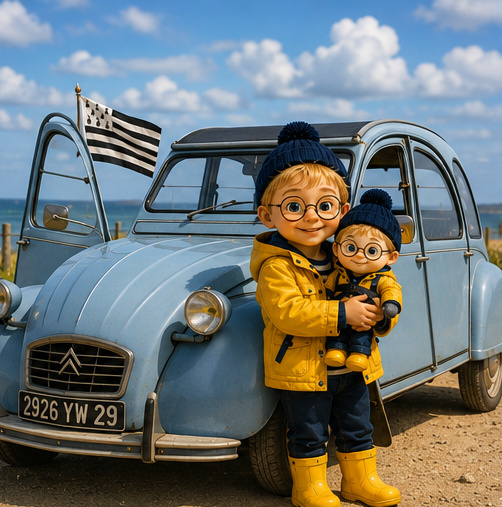 Le P'tit Breizh et sa peluche en 2CV
