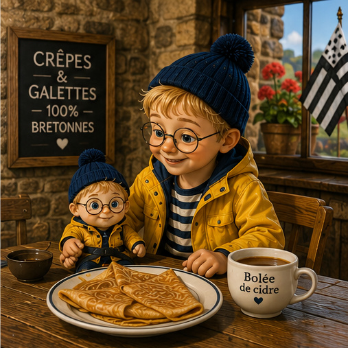 Le P'tit Breizh et sa peluche à la crêperie